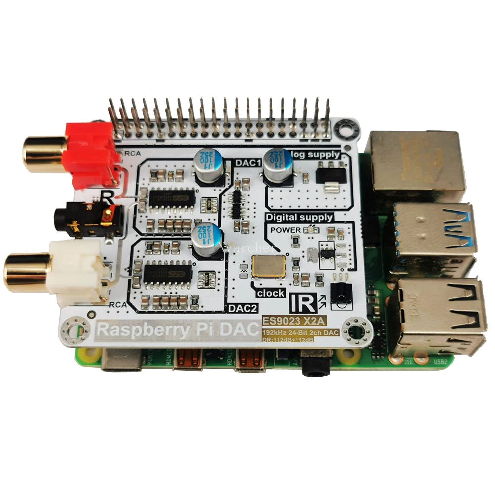 Nvarcher tarjeta de sonido de Audio Digital Dual ES9023 DAC I2S, placa de decodificación de expansión, volumio moode para Raspberry Pi 4B 3B 2B ZERO(W)