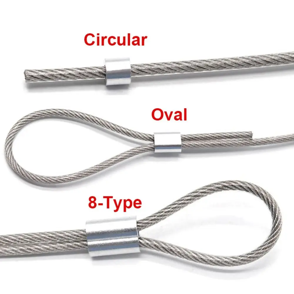 10-50Pcs Aluminum Cable Stopper Crimp Rope Sleeve Wire Crimp Sleeve Fixing Clip 8-Shape Wire Ferrules Cord Lock