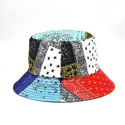 2024 Fashion Summer Paisley Print Fisherman Hat Reversible Harajuku Bucket Hats For Women Men Street Hip Hop Cap Fishing Hat