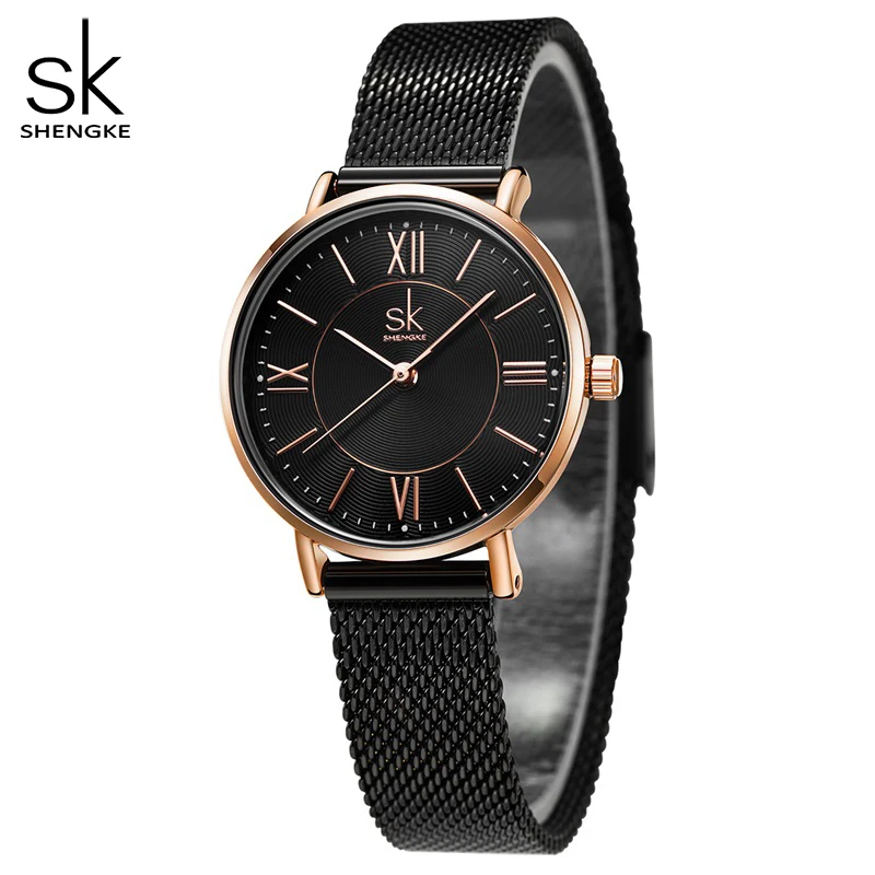 Shengke Japan Quartz Movement Waterproof Ladies Wristwatch Stainless Steel Band Classic Watch for Women Free Shipping Watches