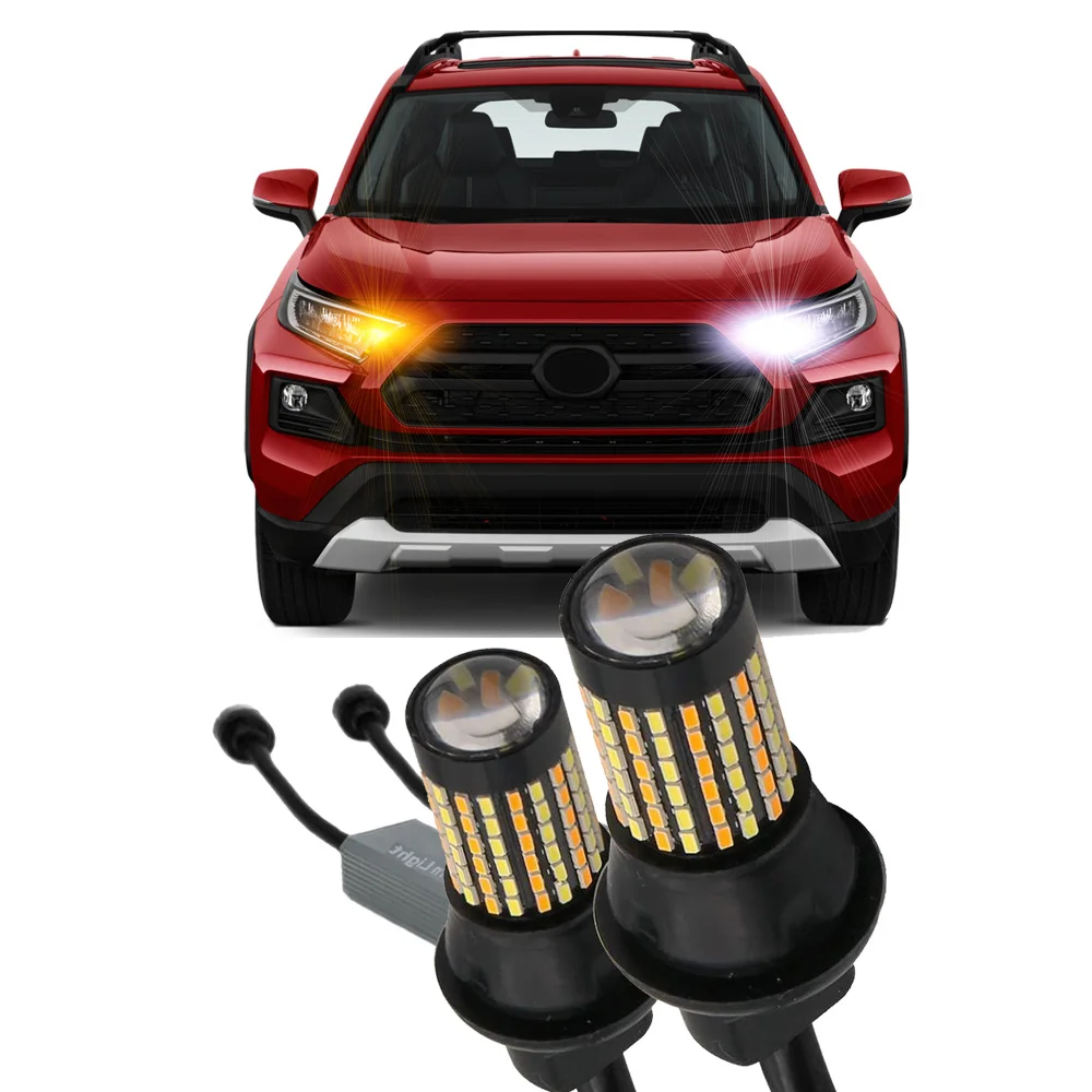 

2Pc Switchback Led Bulb For Toyota RAV4 2013-2025 Yellow Front Turn Signal + White Drl Daytime Running Lght