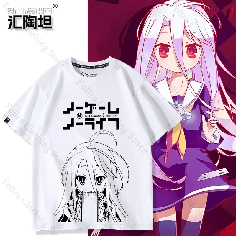 Anime NO GAME NO LIFE Shiro Series Print T-shirt Cotton Summer Tops Short Sleeve Tee Daily Clothing Men Women Clothes Tshirt