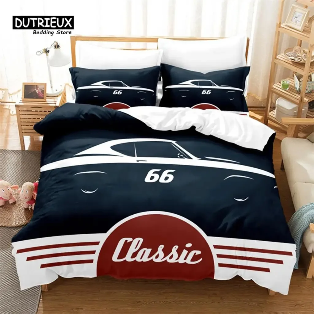 

3pcs Duvet Cover Set, Cartoon Sports Car Bedding Set, Soft Comfortable Breathable Duvet Cover, For Bedroom Guest Room Decor