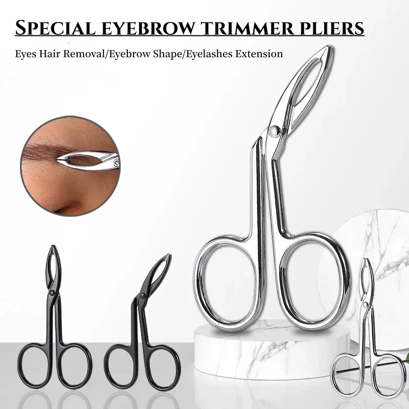 Stainless Steel Elbow Eyebrow Pliers Clip Scissors Tweezers Straight Pointed Professional  Plucking Makeup Beauty Tools