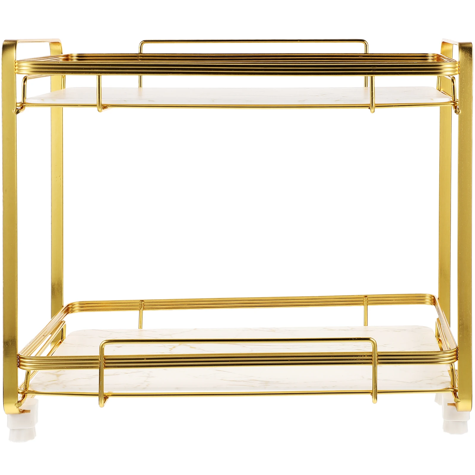 

Double Layer Storage Rack Alloy PP Material 2 Tier Bathroom Shelf Countertop ganizer Golden Toiletry Holder Space Saving Large