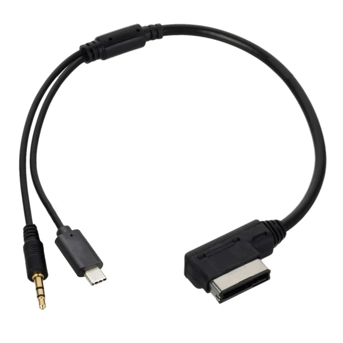 Cablecc Media In Ami Mdi Naar Stereo 3.5Mm Audio & USB-C Aux Adapter Kabel Voor Auto Vw Audi 2014 A4 A6 Q5 Q7