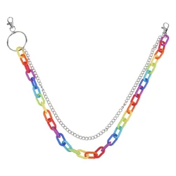 1pc Acrylic Rainbow Modeling Waist Chain Pants Belt Decor Colorful Metal Wear Resistant Stylish Cool Gift For Families Belts