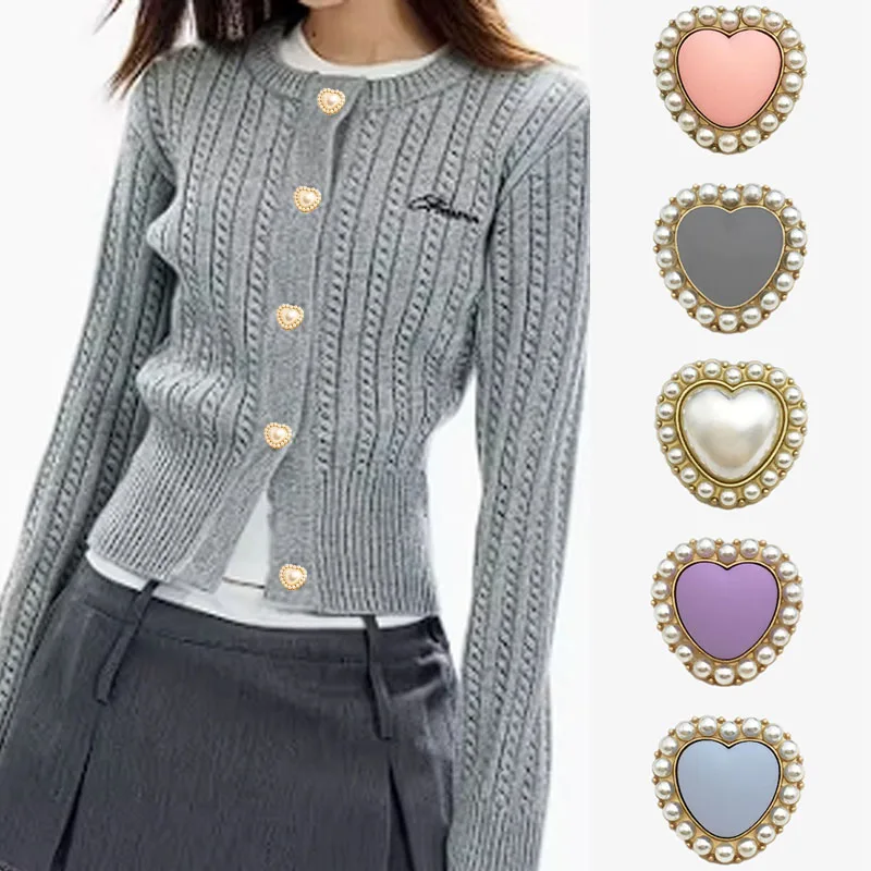 Heart-Shaped Pearl Button Up Shirts, Dresses, Knitwear, Clothing Accessories, Buttons, 10 Beautiful, 23mm