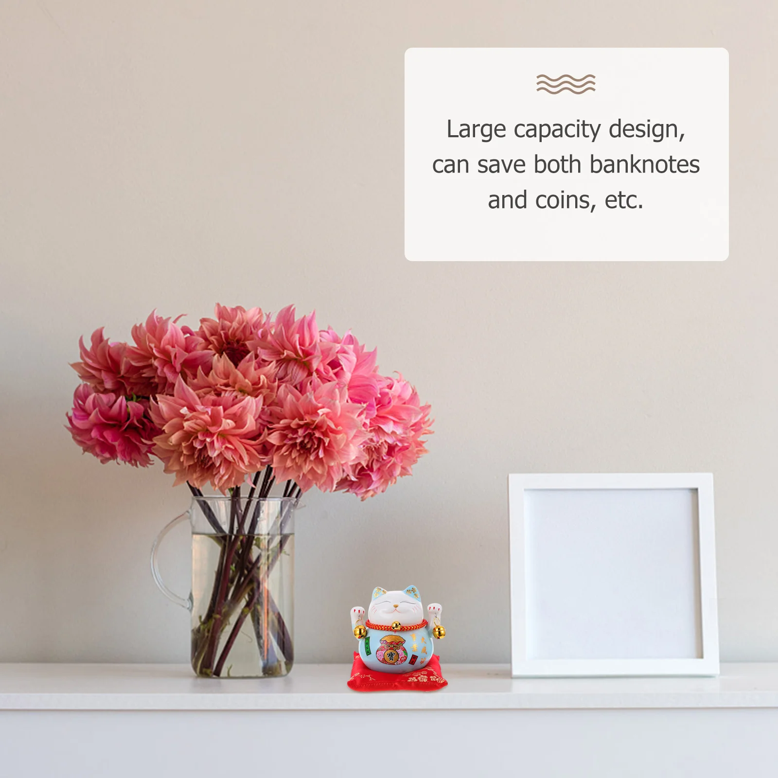 

Fortune Cat Ceramic Saving Pot Large Capacity Cartoon Style Piggy Bank Decorative Home Money Box Ceramics Saving Pot