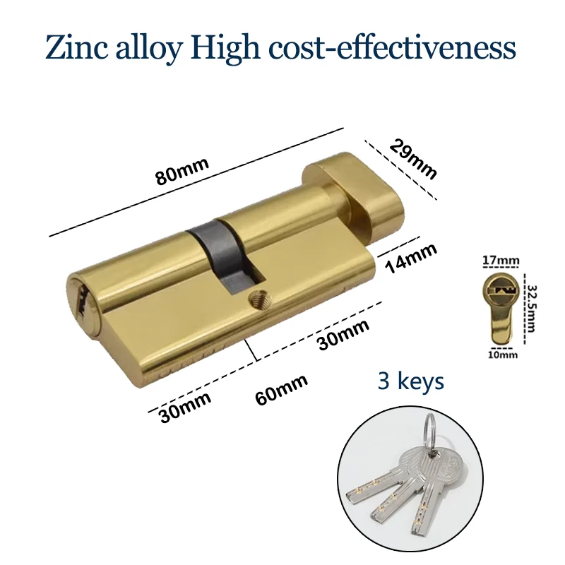 Replacement of lock cylinder for home interior anti-theft doors Keyed door lock Zinc alloy copper alloy 60mm 70mm 80mm