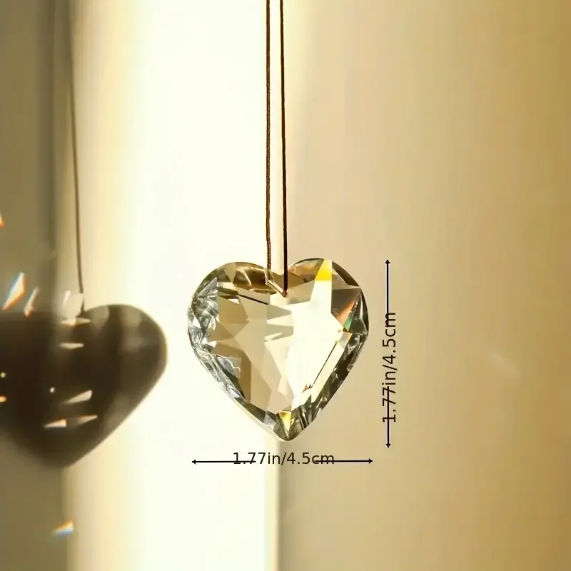 1pcs Heart Shaped Suncatcher For Window, Crystal Rainbow Maker, Chandelier Pendant For Home Decor, Car Decor, Gift For Girl, Wed