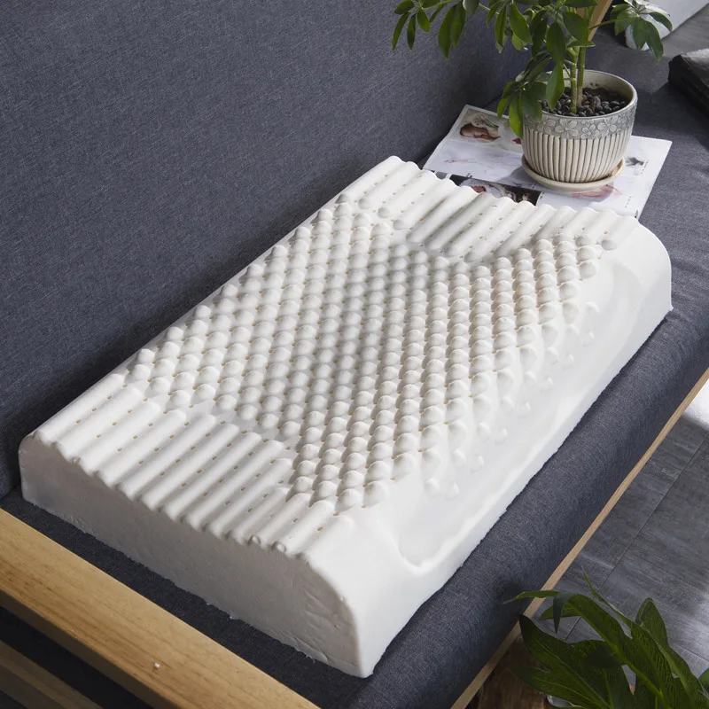 Synthetic Latex Massage Pillow with Pillowcase Super-Soft Rebound Cervical Orthopedic Pillows Cozy Breathable Summer Bed Cushion