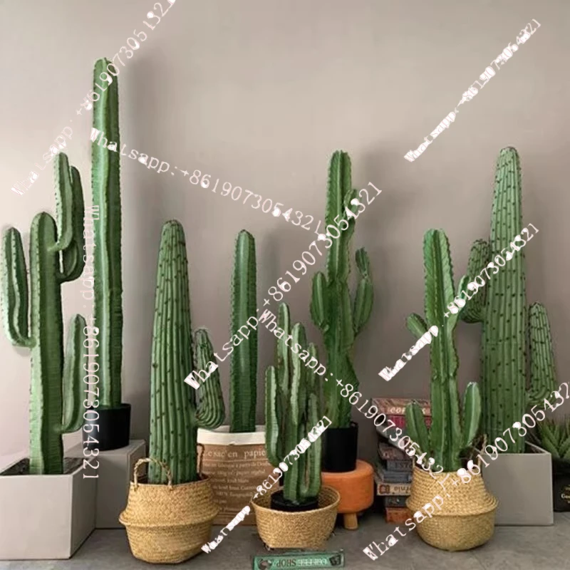 Simulation green plant bonsai cactus interior ornament Nordic style large fake cactus column living room floor decoration