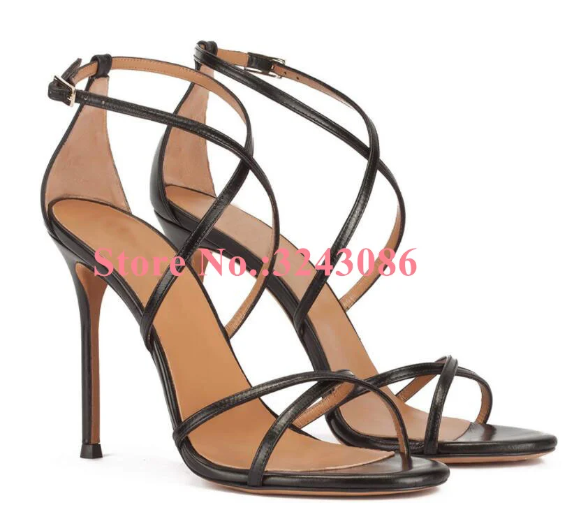 New Blue Color Cross Strap Lady Sandals Woman Fashion Design Strappy High Heels Female Sexy Gladiator Sandals Dropship