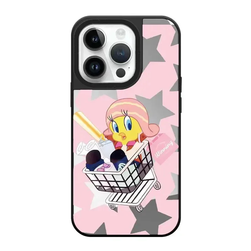 

Cartoon Shopping Cart Bird Mirror Phone Case Cover for IPhone 11 12 13 14 15 Pro Max Case for IPhone 15 Pro Max