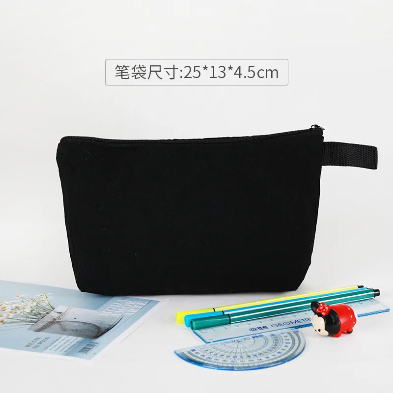 Colorful Canvas Pencil Bag Coin Organizer Zipper Cosmetic Bag Stationery Storage Bag Pouch Girls Makeup Brushes Lipsticks Bags