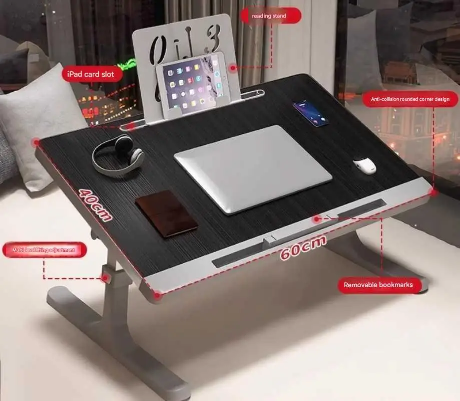 

Multifunctional small table on the bed can be lifted and folded 0-300° tilt student study home bedroom notebook desk