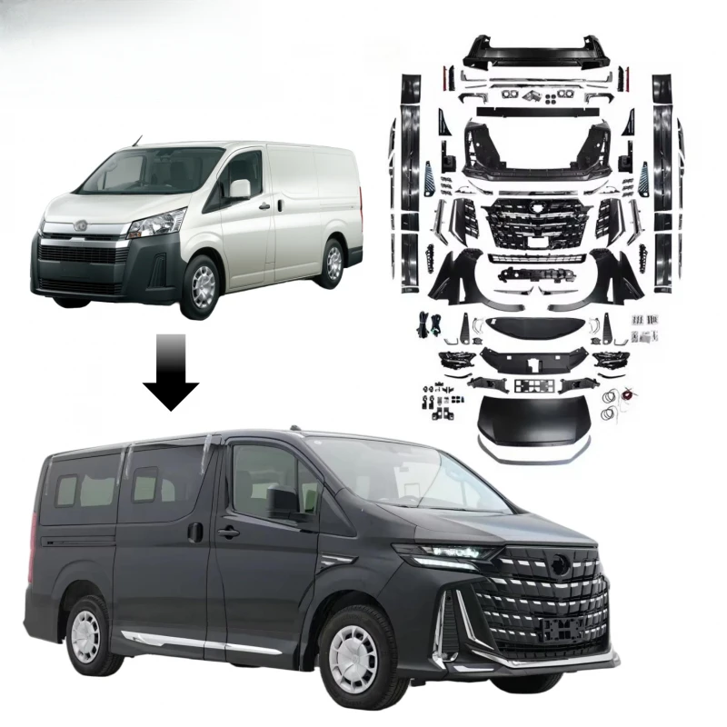 Granace Super Premium Hiace 2019-2022 Bodykit Upgrade New val 2025 Alphard 40 Style Front Rear Bumpers Grille