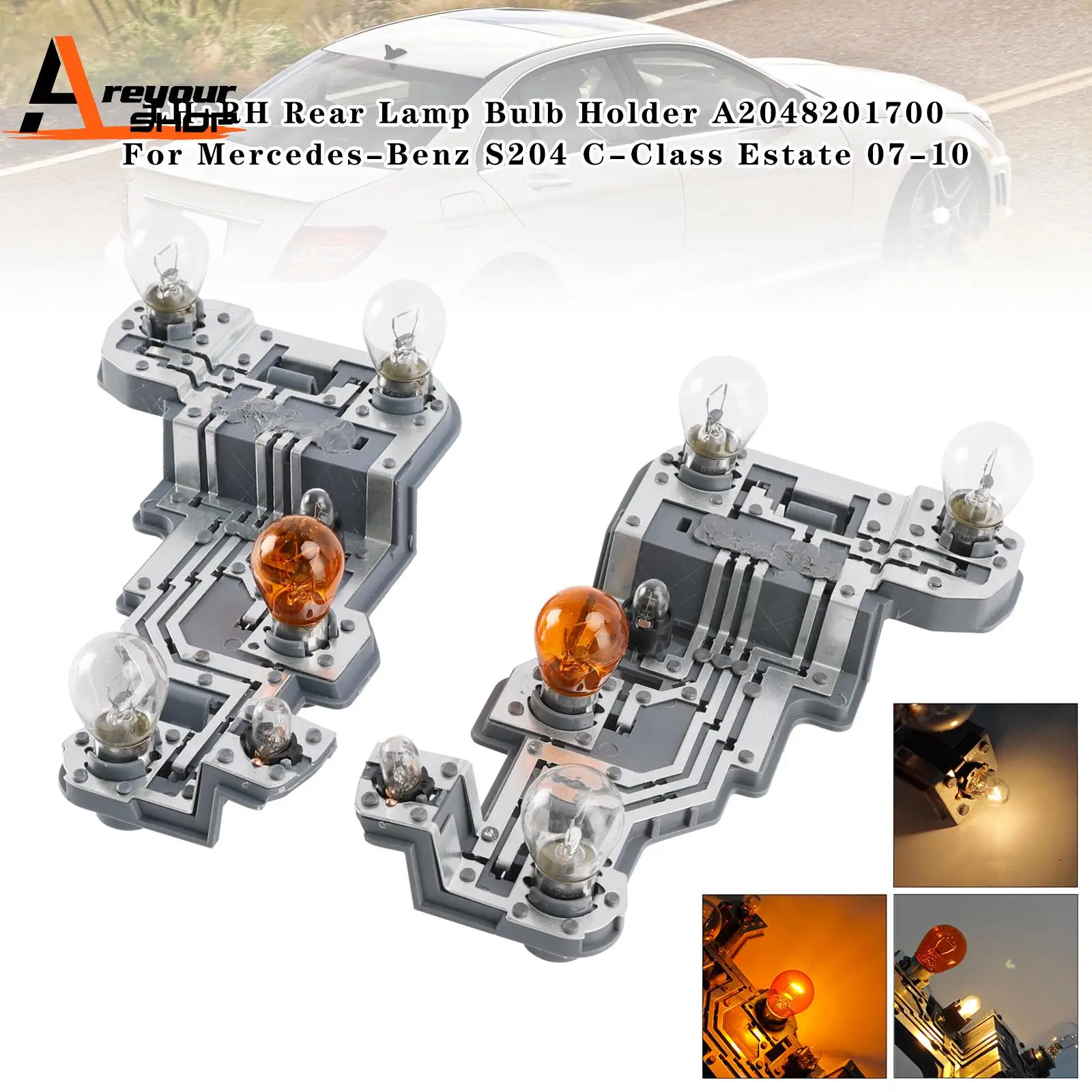 

LH+RH Rear Lamp Bulb Holder A2048201700 for Mercedes-Benz S204 C Estate 2007 2008 2009 2010