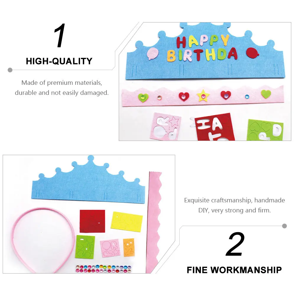 6Set Party Supply Hat DIY Crown Kit Not Fade Easy Carry for Birthday Celebration Festival Decorations Birthday Party Hat