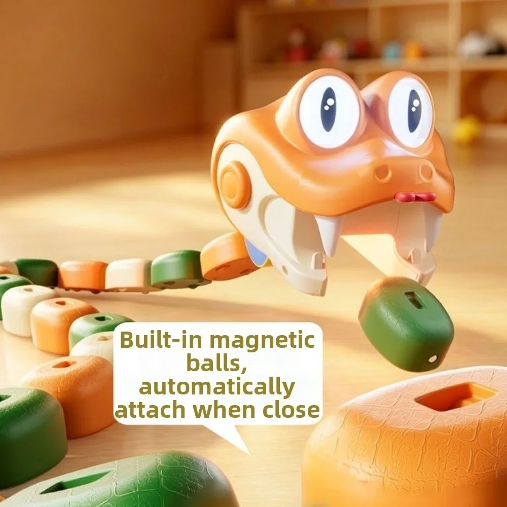 Light Up Eyes Remote Control Snake Eyes Rotate Remote Controlled Electric Snake Two Speed Modes Magnetic Food Collecting Play