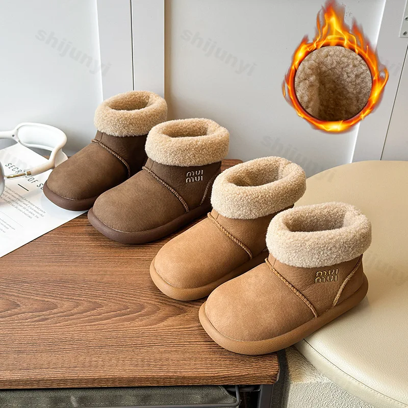 

Children Snow Boots 2025 Winter Warm Plush Comfortable Anti Slip Casual Cotton Shoes Thick Soled Platform Cold-proof Short Boots