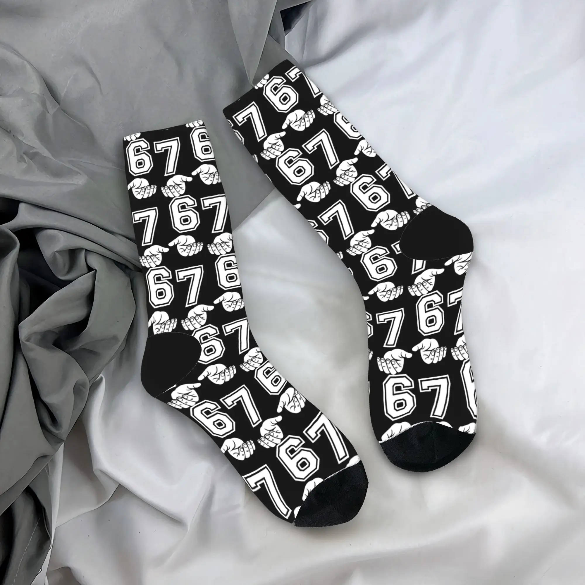 

Women Men Socks Six Seven Meme 67-6 7 Hand Meme Stockings Anti Skid Breathable Socks Autumn Fashion Custom Skateboard Socks