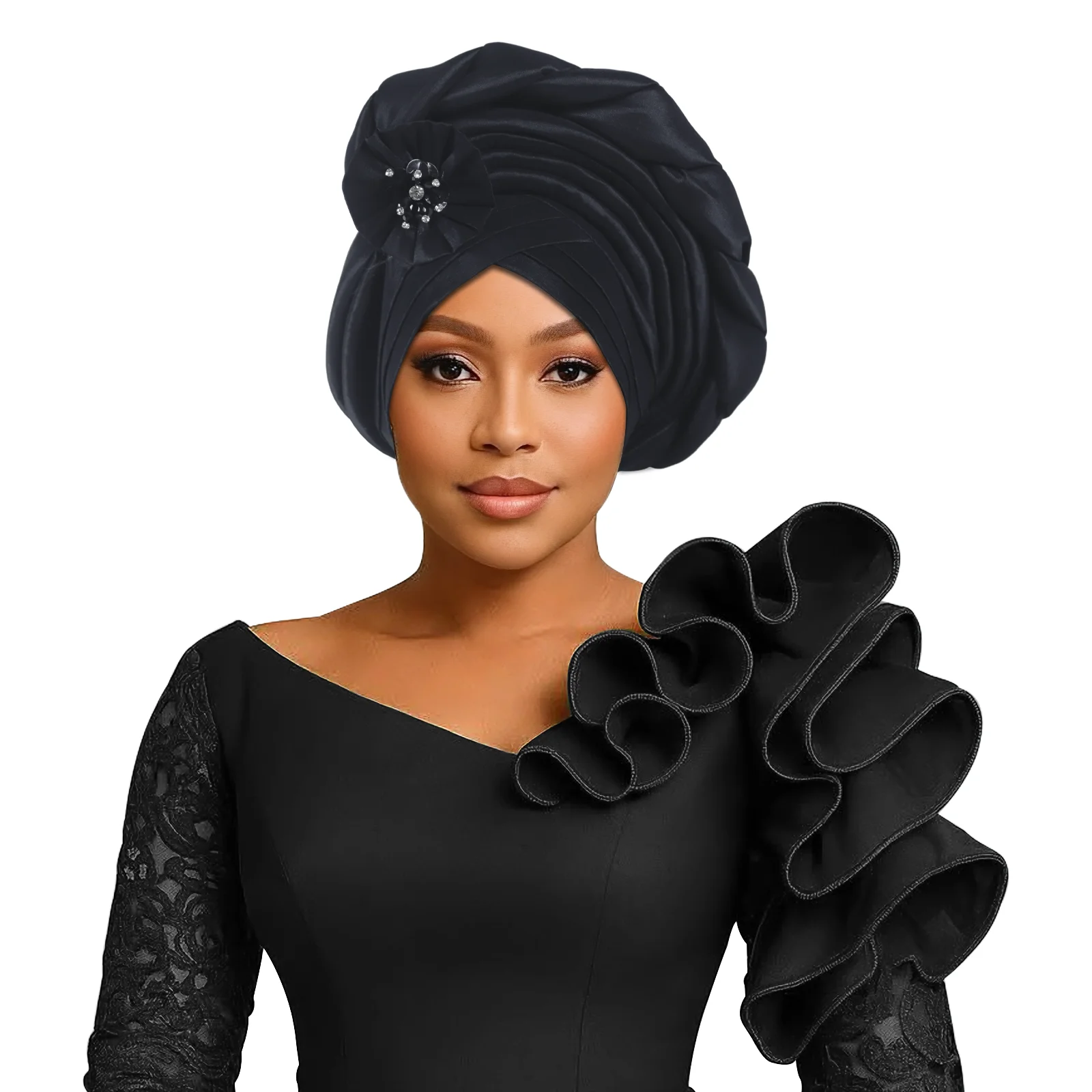 Braid Diamond Flower Afrcian Auto Gele Multi-layer Women's Headtie Turban Cap Nigerian Wedding Geles Female Head Wraps