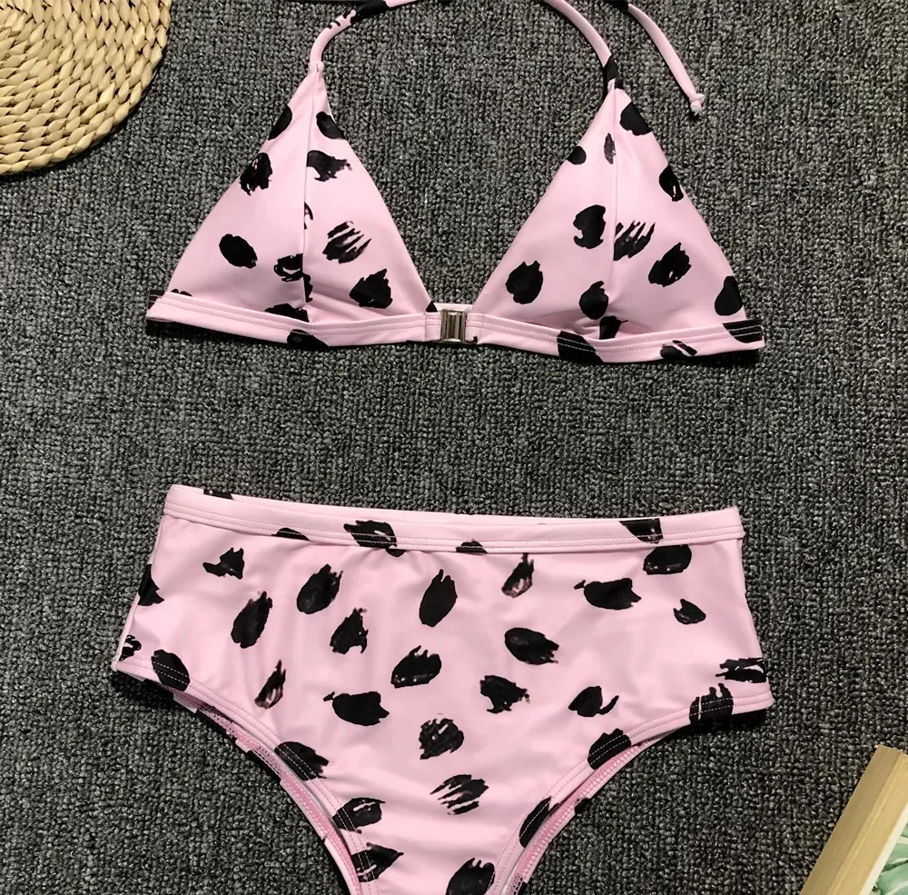مثير بيكيني النساء ملابس السباحة ليوبارد عالية الخصر البيكينيات مجموعة ثوب السباحة بيكيني للشاطئ الإناث رفع Banadores Mujer 2025