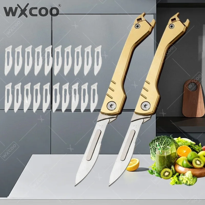 WXCOO Paslanmaz Çelik Katlanır Bıçak Çakı Bıçakları Hobi Bıçak Seti Oyma Metal Neşter Bıçağı Zanaat Bıçağı 23 Karbon Çelik