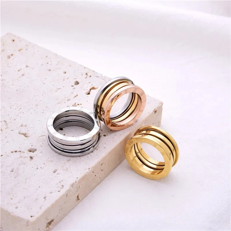 European and American Personality Roman Numerals Titanium Ring Ceramic Spring Ring All-match Simple Couple Ring