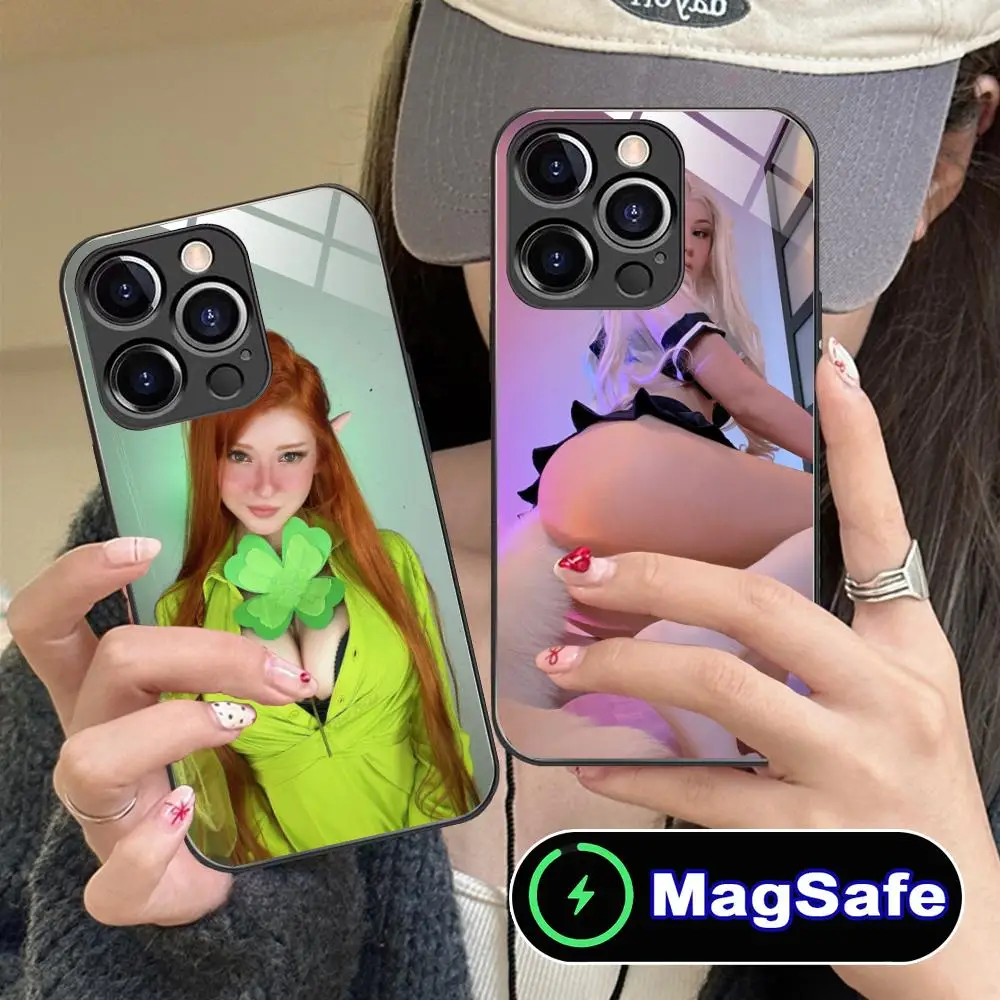 حافظة هاتف محمول Ninel Bordel لهاتف iPhone 16 15 14 13 12 11 Pro Max Plus Mini MagSafe طباعة زجاجية ملونة للهواتف المحمولة الفاخرة