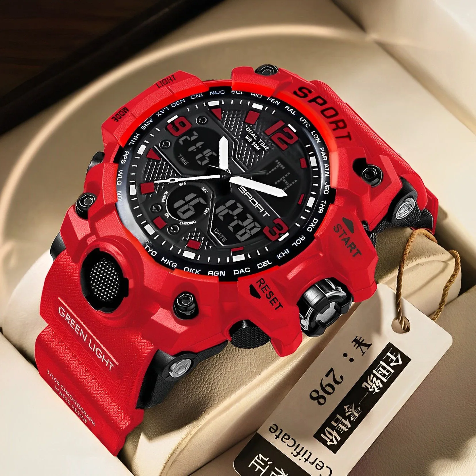 MSTIANQ Men's Youth Original ElectronicWatch High School Student Trend Hand Clock SportsWaterproof Luminous Red Digital Wristwat