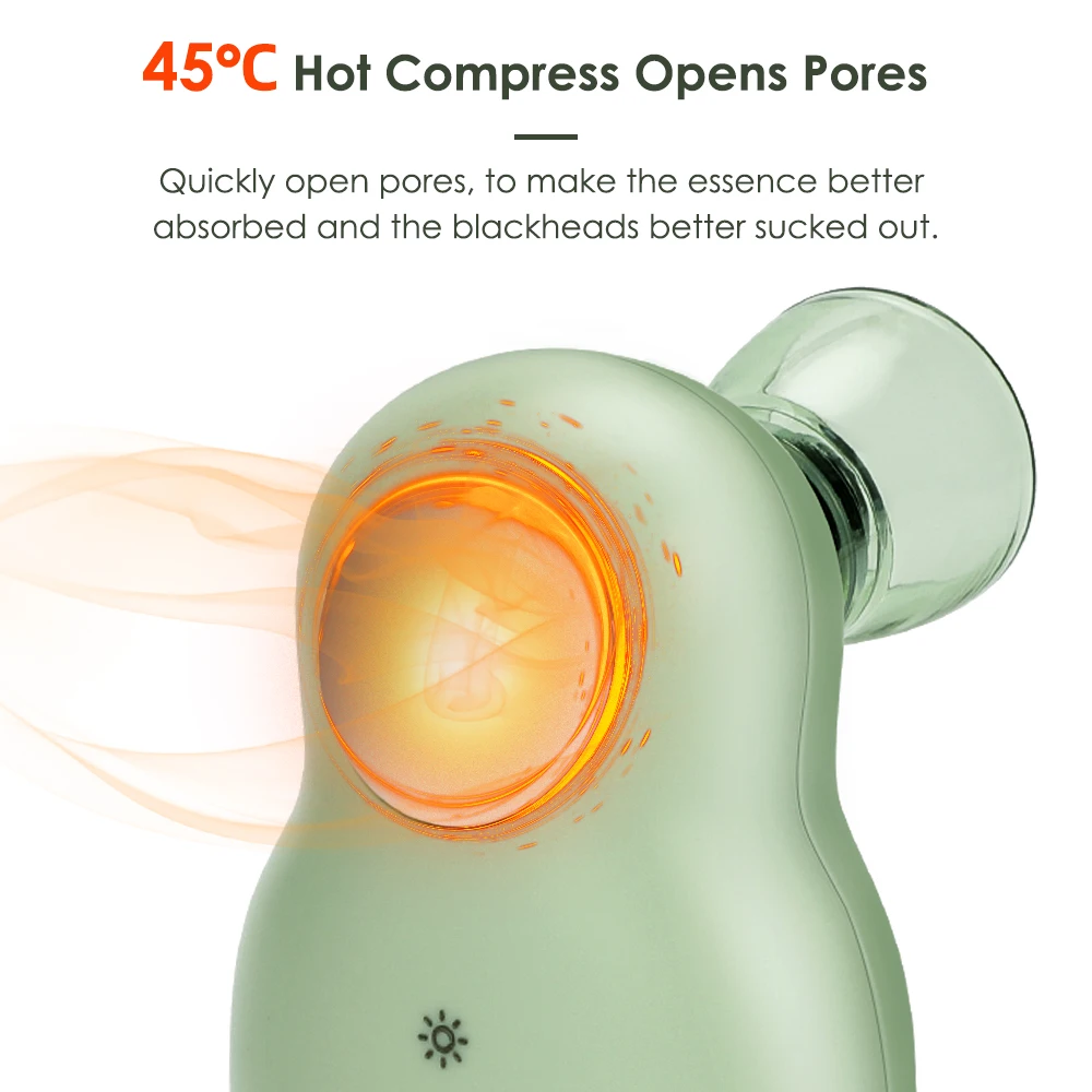 مستخرج الرؤوس السوداء باللون الأخضر الصغير، مزيل الرؤوس السوداء الكهربائي ذو الفقاعات الدقيقة، منظف مسام الوجه