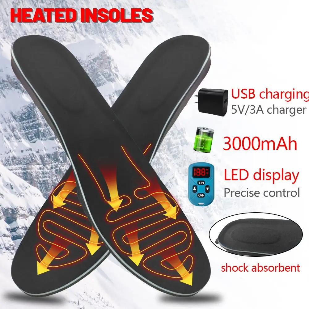 

3000mAh Battery Heated Foot Warmer Insoles: Rechargeable Thermal Foot Insoles for Men and Women Shoes Insoles