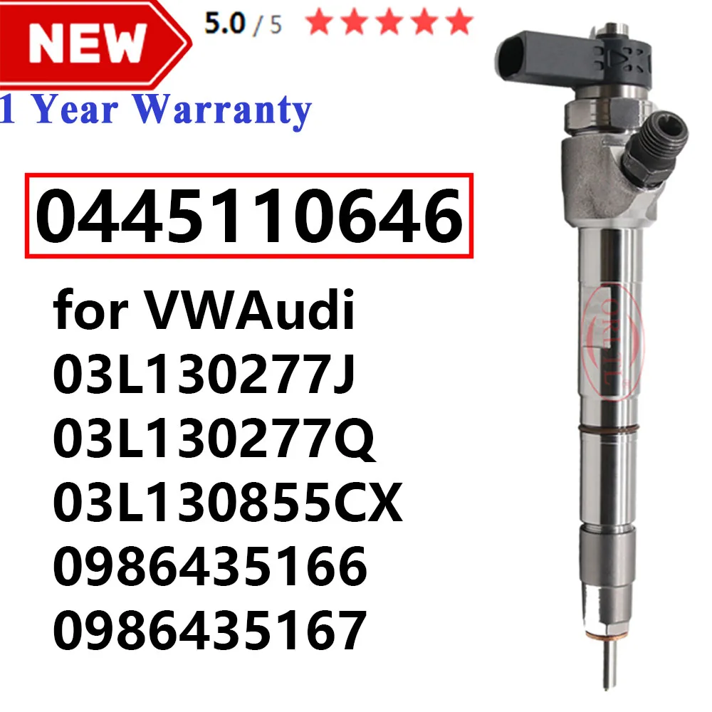 

NEW 0445110646 Diesel Injector 0 445 110 646 03L130277J Common Rail 03L130277Q For VM AMAROK /AUDI 03L 130 277J ​ORLTL