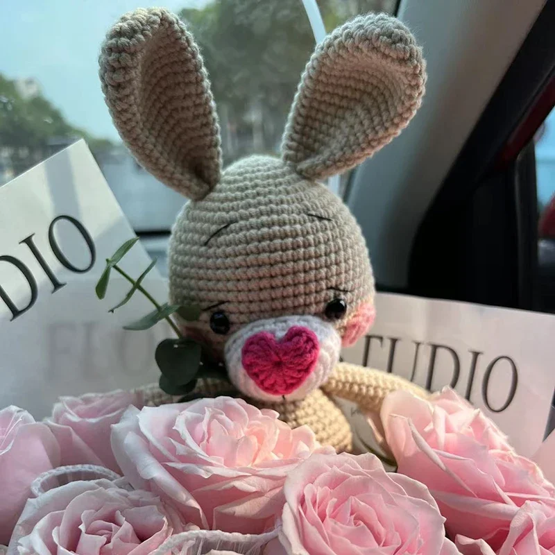 Panda feito à mão raposa amigurumi coelho crochê malha animais de pelúcia animais selvagens boneca brinquedo do bebê presente de natal prop acessórios