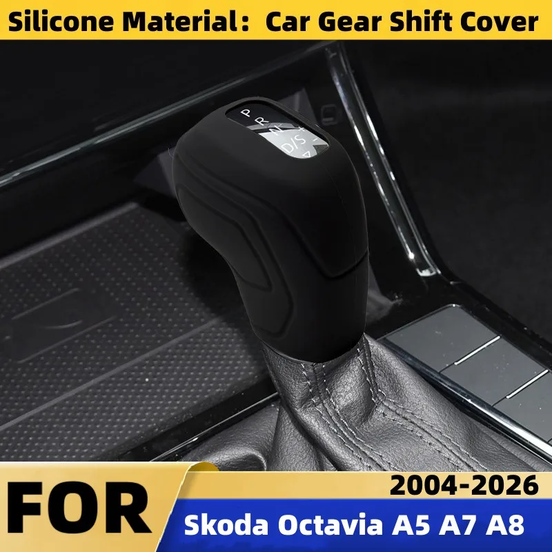 For Skoda Octavia A5 A7A8 2004-2026 Car Gear Head Shift Collars Shift Knob Grips Panels Non-Slip Trim Cover Interior Accessories
