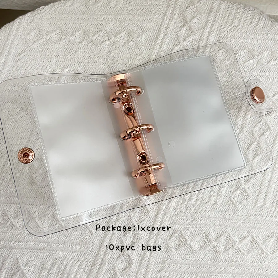 1 Set 3-Loch-Binder-Notizbuch, Loseblatt-Sammelbuch, 60 Blatt Nachfüllpapiere, Rose/Gold-Einband, Schreibwarenzubehör – Detail 6