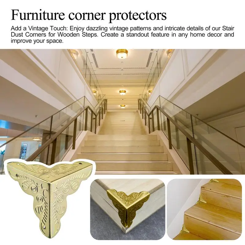 Vintage Stair Dust Corners 100PCS Metal Box Corner Protectors Decorative Box Corner Guard Elegant Corner Protectors For Home