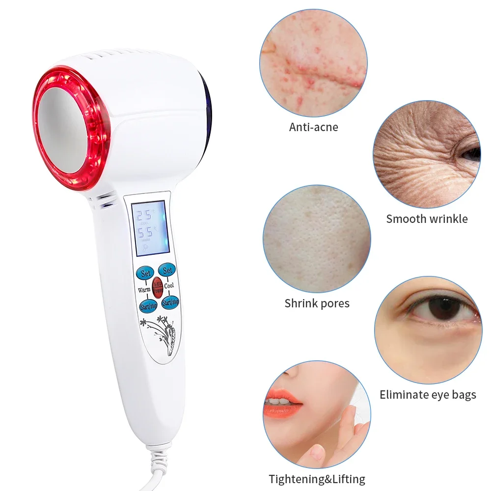 Nóng Lạnh Búa Cryotherapy Photon Xanh Dương Điều Trị Mụn Nâng Cơ Trẻ Hóa Da Mặt Máy Chăm Sóc Mặt Có Đèn LED Máy Massage Làm Đẹp