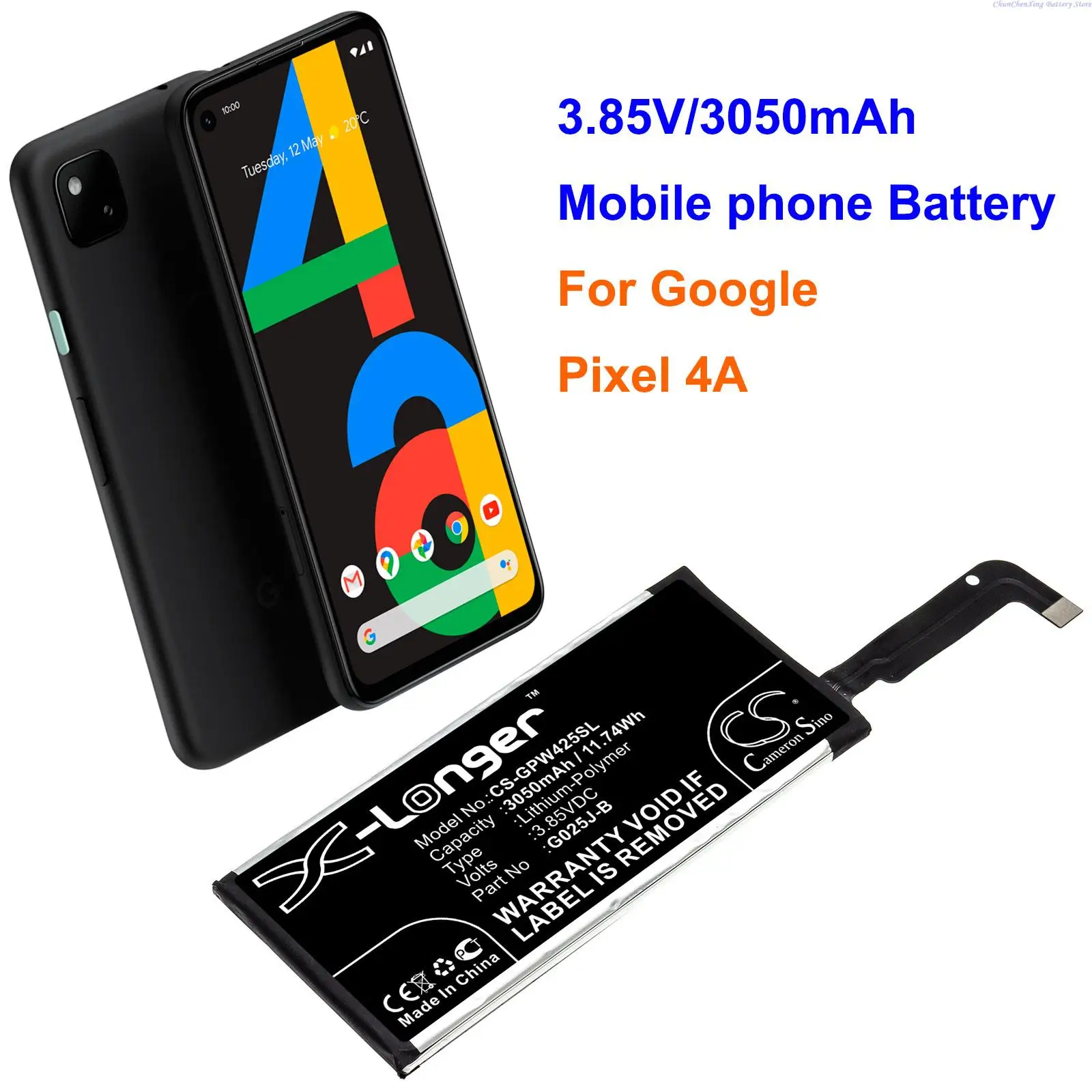 

Фотоаккумулятор OrangeYu 3,85 В 3050 мАч для Google Pixel 4A + TOOL