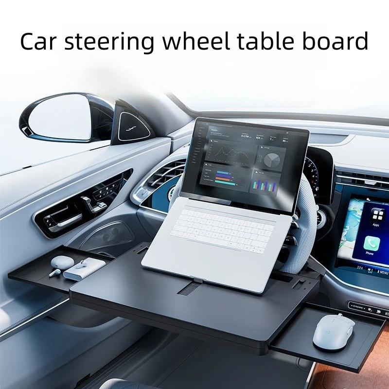

Multi functional universal enlarged car steering wheel desk, car mounted floating dining table, cup holder, car interior office