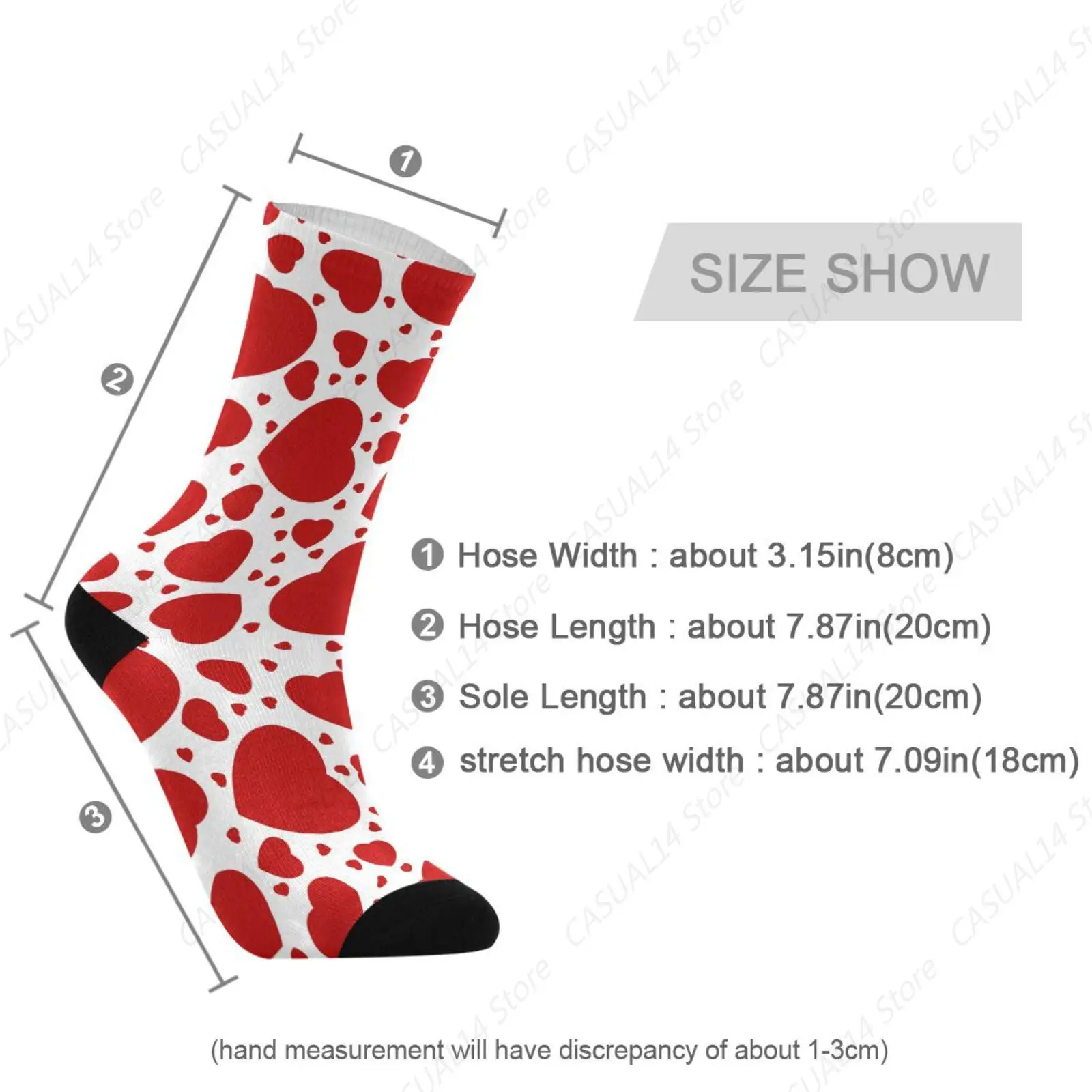 Hearts White Red Socks Women Men Valentine Stockings Unisex Sock For Running Athletic Hiking Cycling 1 Pair