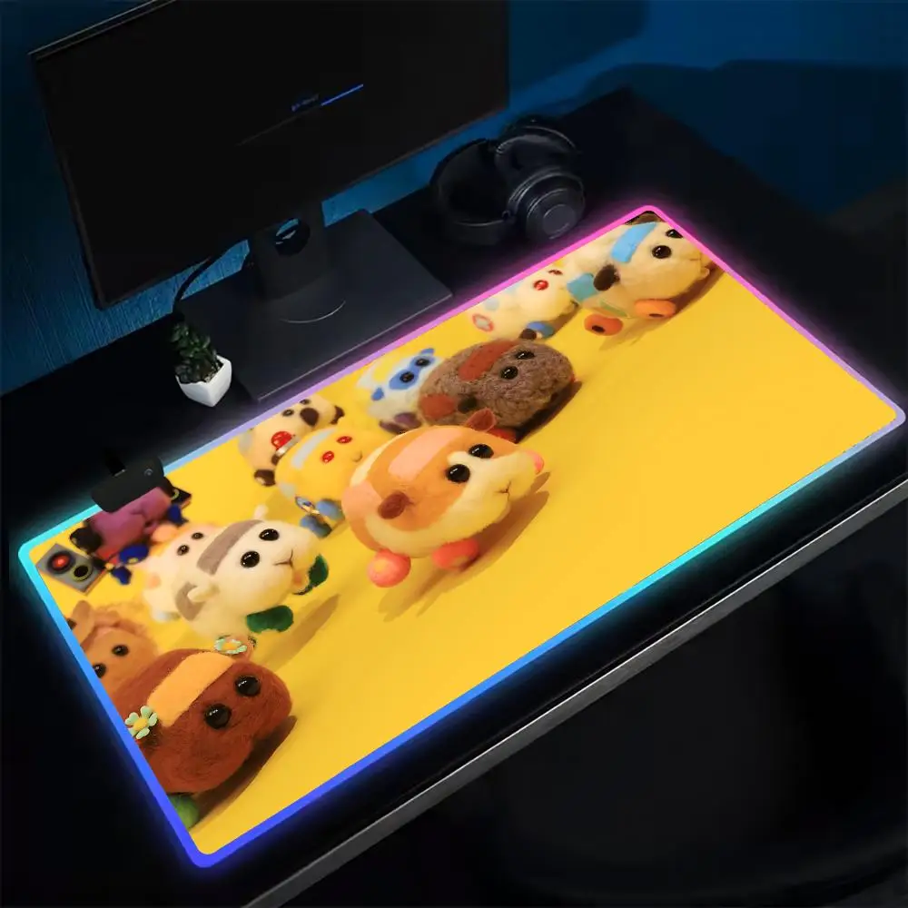 PUI PUI Mouse Pad Anime Gaming Mouse Pad LED Table Pads Backlit Rubber Desktop XXL RGB Desk Mats