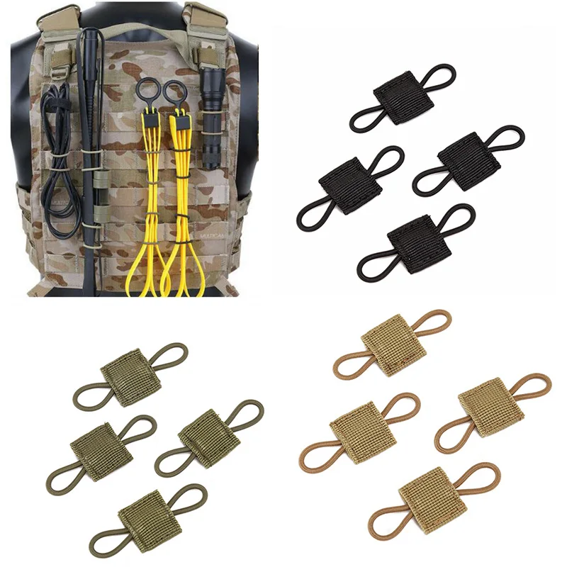 

Тактический держатель снаряжения Molle, 4 шт., эластичный зажим, ленточная Пряжка, фиксатор, ленточная стяжка для жилета, рюкзака, сумки