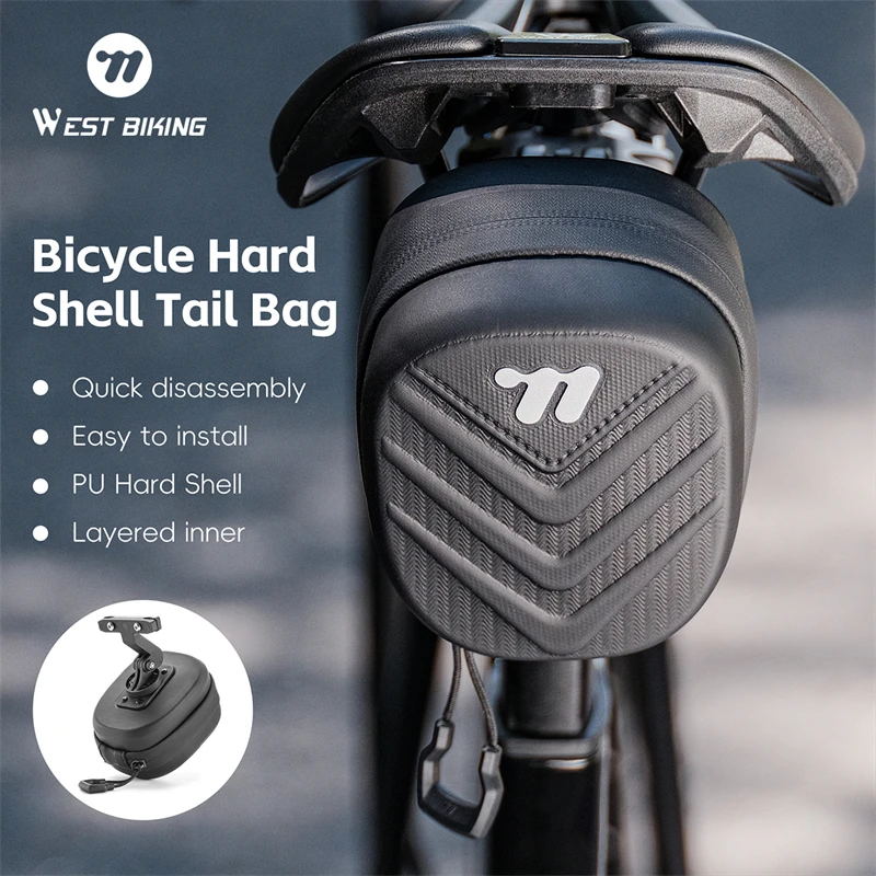 

WEST BIKING Велосипедные седельные сумки Мини-портативные сумки для хранения инструментов PU Велосипедные сумки с твердым корпусом Водонепроницаемая 3D-седло для верховой езды