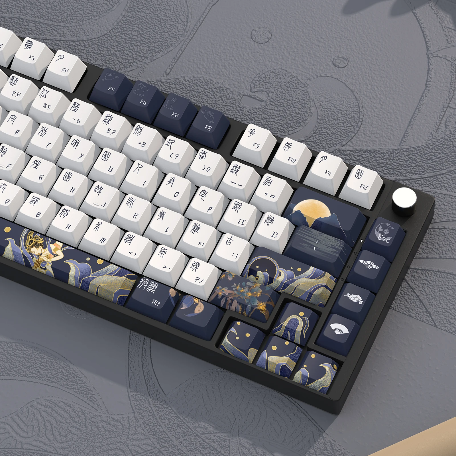 メカニカルキーボードキャップ、チェリープロファイル、pbtキーキャップ、mxスイッチ、dz60、rk61、64、68、keyChクラロン、gmmkpro用のhuadanテーマキーボードキャップ