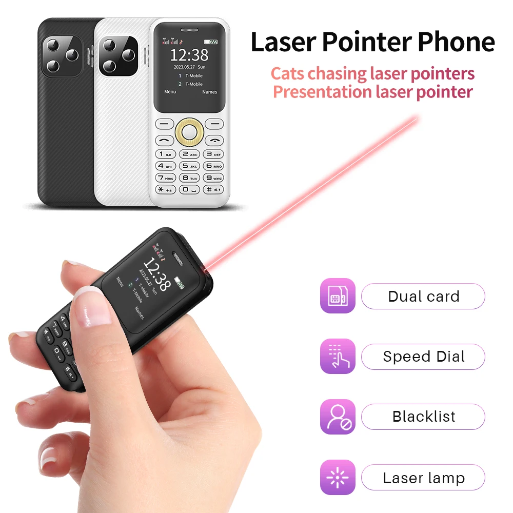 SERVO L8 Mini Laser Indicator Mobile Phone Bluetooth Dialing Magic Voice Blacklist Speed Dial 2 SIM 1.33