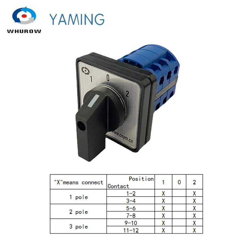 Manufacturer High Voltage Change Over Switch 3 Position 3 Phase Selector Switch 380V 20A Cam Switch LW26-20D5723/3